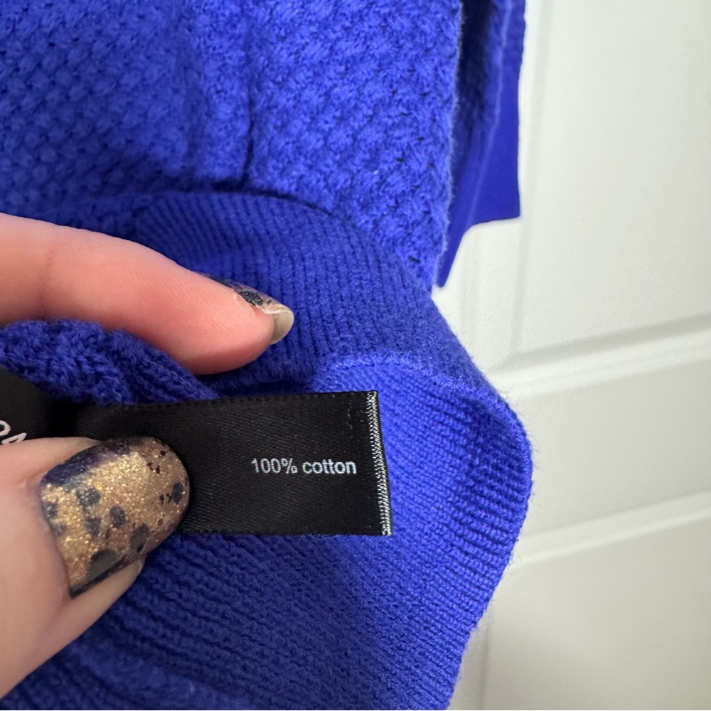 The Limited Cardigan Size Medium Royal Blue Purple Open Knit 3/4 Sleeves Sweater - Picture 8 of 8